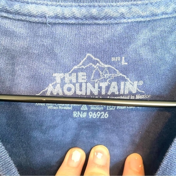 The Mountain Adult Large Tie Dye Blue Wolf Graphic Oversized Tee Shirt - Picture 4 of 8
